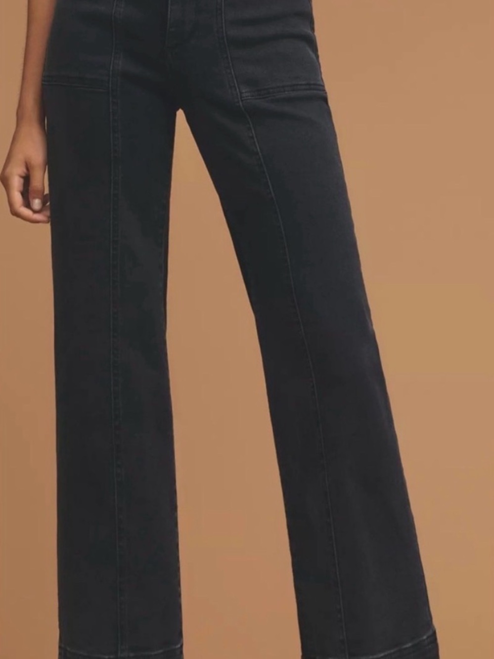 Anthropologie The Skipper Seam High-Waisted Wide-Leg Pilcro Jeans Black